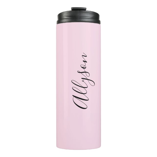 Bouteilles Isothermes Personnaliser Nom Écriture Noire Verticale, Rose P (Devant)