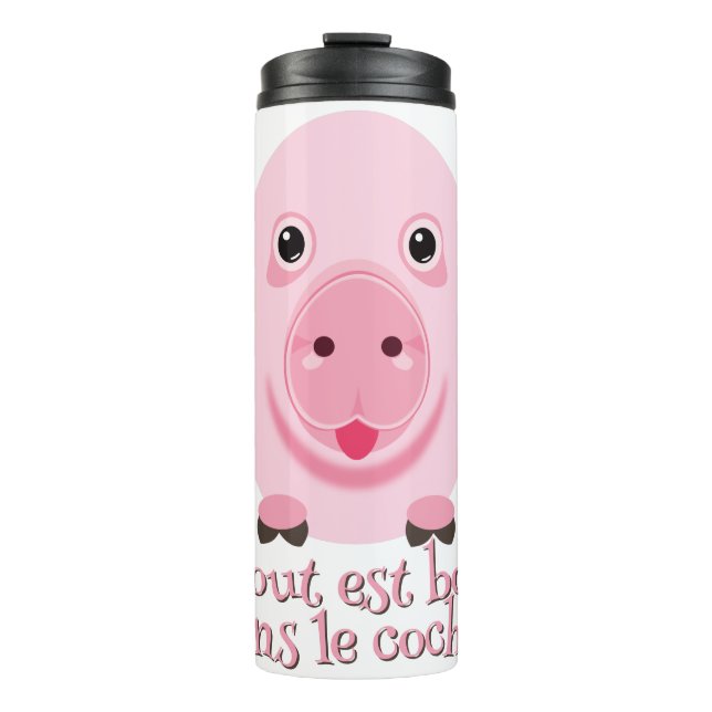 Bouteilles Isothermes Petit cochon rose heureux mignon (Devant)