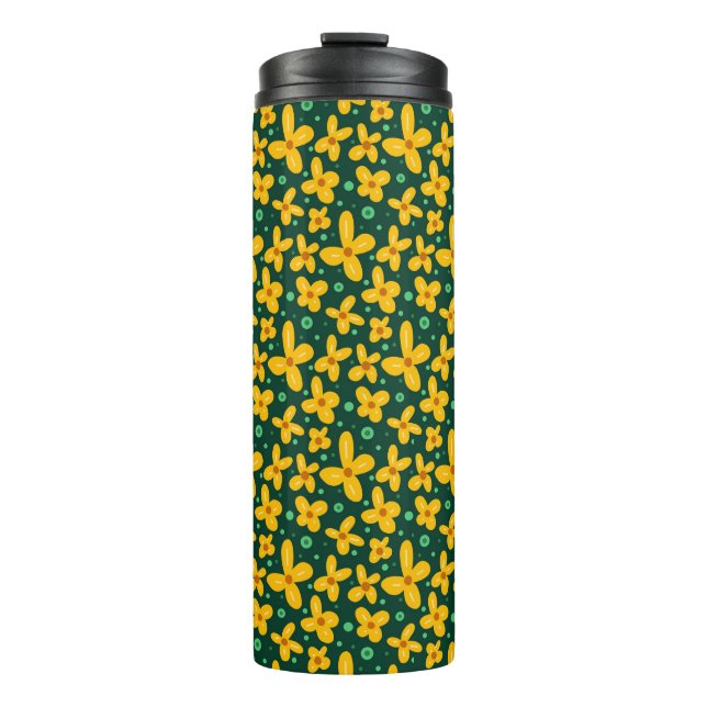 Bouteilles Isothermes Petites fleurs jaunes (Devant)