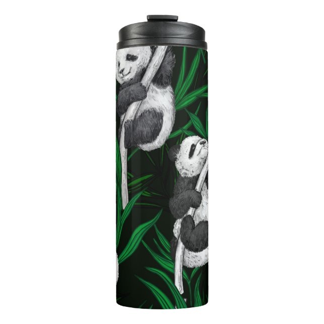 Bouteilles Isothermes Petits panda sur vert foncé (Devant)