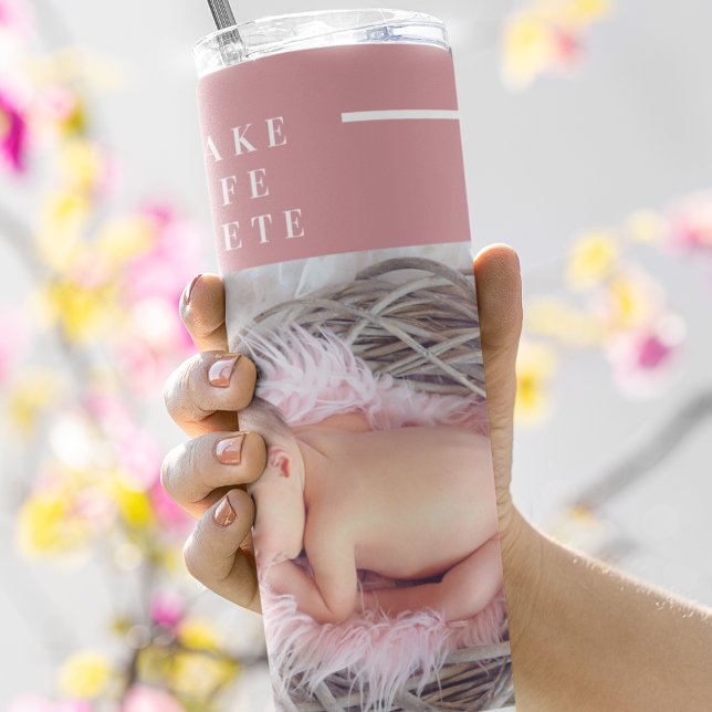 Bouteilles Isothermes Photo bébé mignonne moderne | Rose et blanc | Devi (Créateur téléchargé)