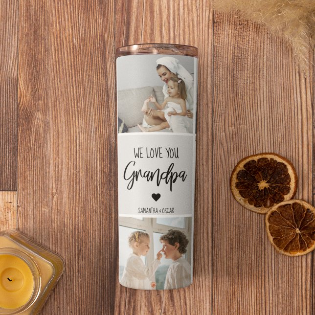 Bouteilles Isothermes Photo Collage | We Love You Grand-Père Cadeau (Créateur téléchargé)