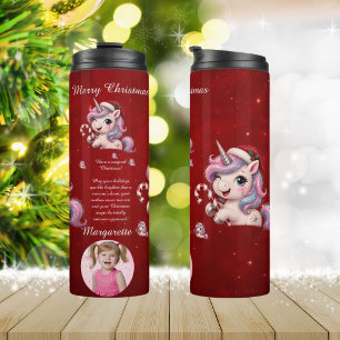 Bouteilles Isothermes Photo de Licorne de Noël Magique et Mignonne en Ro