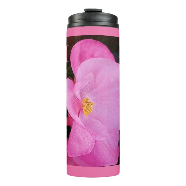 Bouteilles Isothermes Photo d'Elegant Hot Pink Flower Ajouter Initial (Devant)