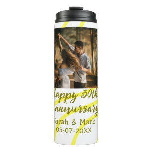 Bouteilles Isothermes Photo jaune doré 30e anniversaire de mariage nom