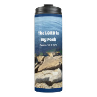 Photo Ocean God is My Rock Bible Verse Blue