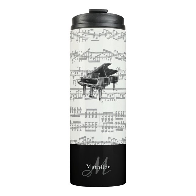 Bouteilles Isothermes Piano vintage avec Partition Monogramme Noir (Devant)