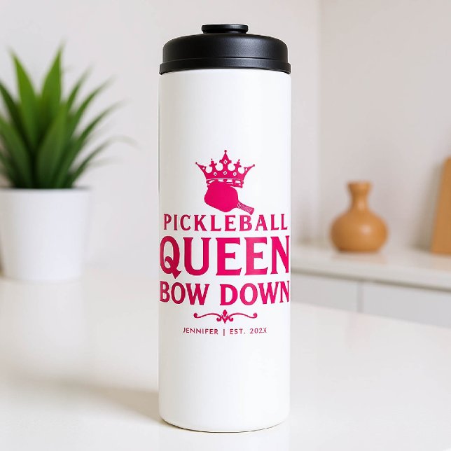 Bouteilles Isothermes Pickleball Queen rose cadeau personnalisé drôle (pickleball gift for her funny travel bottle women birthday christmas mom girfriend personalized pink)