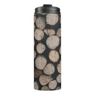 Bouteilles Isothermes Pile de bois brun