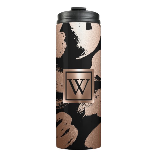 Bouteilles Isothermes Pinceau Abstrait noir et Rose (Devant)