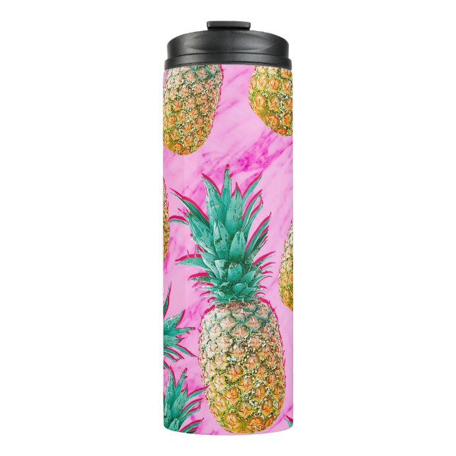 Bouteilles Isothermes Pineapples tropicales et Pink Marble Colorful (Devant)