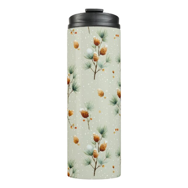Bouteilles Isothermes Pinecones d'hiver et branches de neige (Devant)