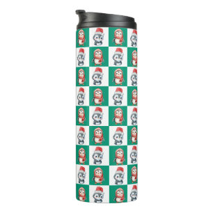 Bouteilles Isothermes Pingin Père Noël aquarelle Joyeux motif de Noël