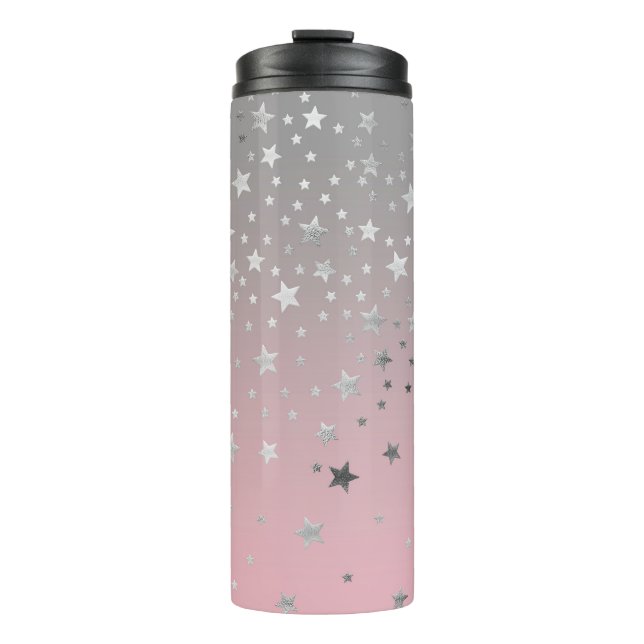 Bouteilles Isothermes Pink and Gray Stars Stylish Modern Chic (Devant)
