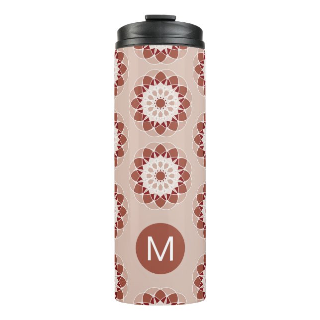 Bouteilles Isothermes Pink Burgundy Floral Mandala Pattern Monogram (Devant)