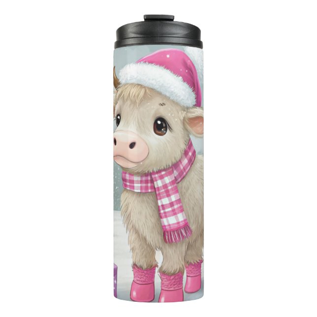 Bouteilles Isothermes Pink Cow Christmas Tumblr – Cute Holiday Gift (Devant)