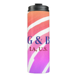 Bouteilles Isothermes Pink jaune arc-en-ciel ajouter nom du couple place