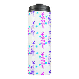 Bouteilles Isothermes Pink violet doodé noël arbre étoiles vacances pa
