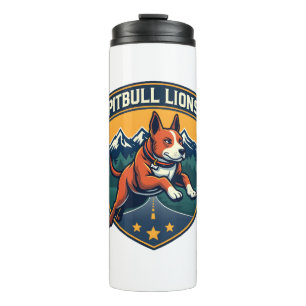 Bouteilles Isothermes Pitbull Lions Vintage Mascotte Badge Sportif Vecte