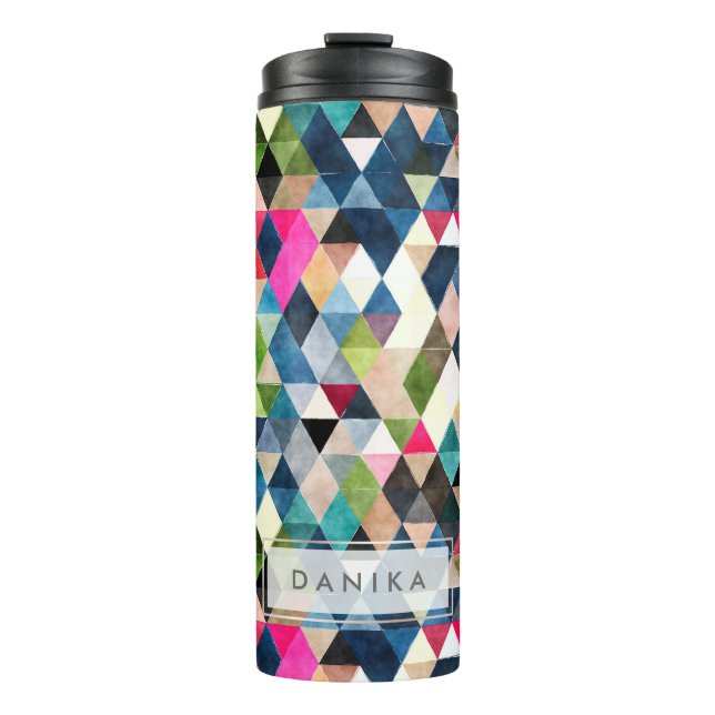 Bouteilles Isothermes PixDezines Aquarelle Boho Géométrique/Triangles (Devant)