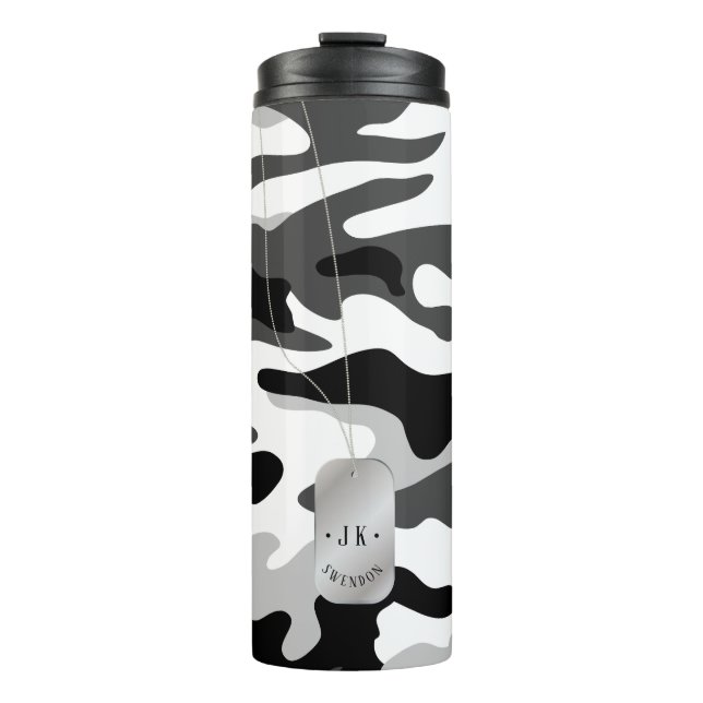 Bouteilles Isothermes PixDezines Dogtag Monogram Arctic White Camouflage (Devant)