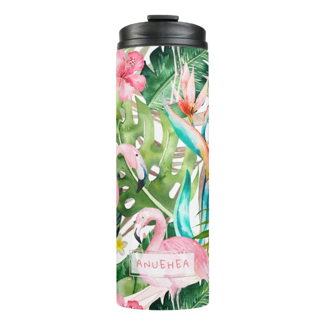 Bouteilles Isothermes PixDezines Flamants roses roses+Foliage tropical (Devant)