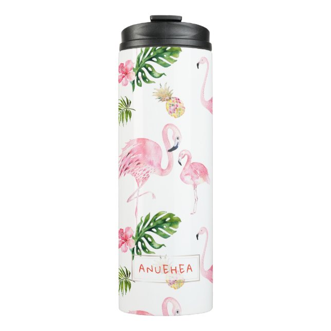 Bouteilles Isothermes PixDezines Flamants roses roses+Foliage tropical (Devant)