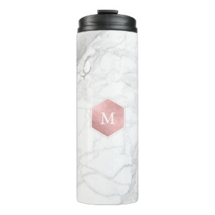 Bouteilles Isothermes PixDezines MONOGRAM MARBRE BLANC+OR ROSE