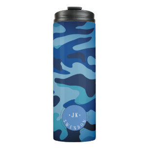 Bouteilles Isothermes PixDezines Monogramme Camouflage bleu marin