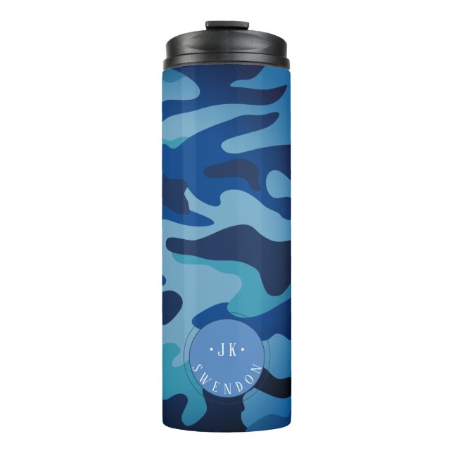 Bouteilles Isothermes PixDezines Monogramme Camouflage bleu marin (Devant)