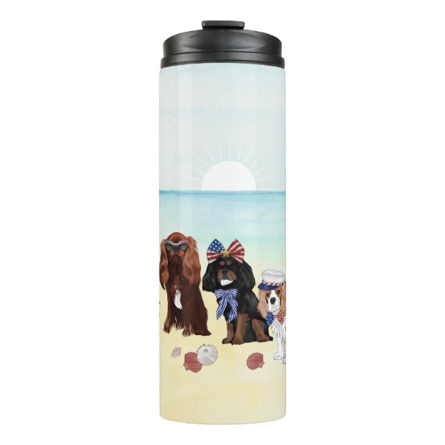 Bouteilles Isothermes Plage Patriotique Cavalier King Charles Spaniels  (Devant)