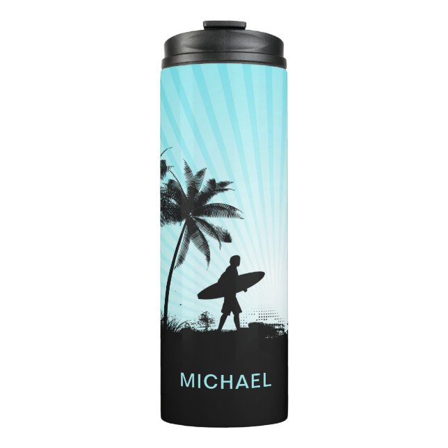 Bouteilles Isothermes Plage Surfer nom personnalisé tumbler (Devant)