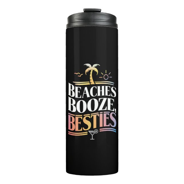 Bouteilles Isothermes Plages Alcool & Meilleures Amies Arbre de Coco Été (Devant)