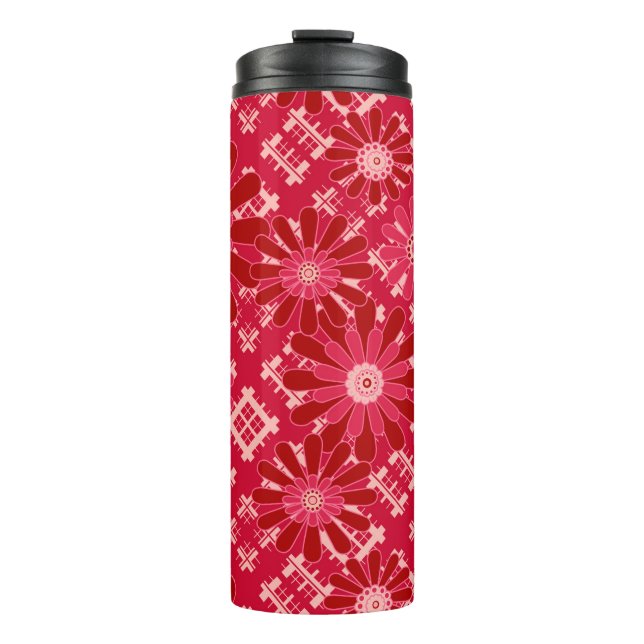 Bouteilles Isothermes Plaid, floral, plaid, rouge, rouge, rustique (Devant)