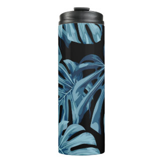 Bouteilles Isothermes Plante Monstera : motif feuille bleu.