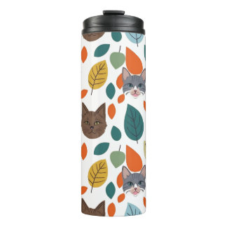 Bouteilles Isothermes Playful Pet Faces and Autumn Leaves Pattern