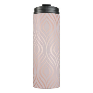 Bouteilles Isothermes plumes de paon en or rose, vintage