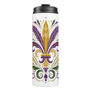 Bouteilles Isothermes plumes fleur de lis jaune, vert et violet