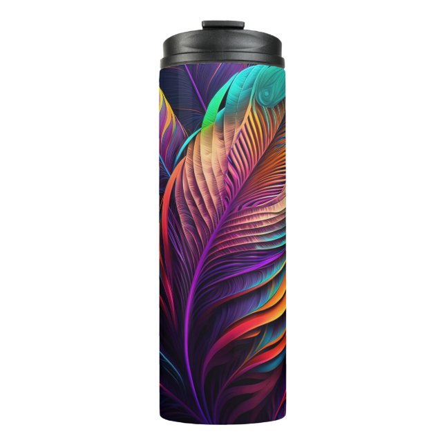 Bouteilles Isothermes Plumes Psychedéliques 70s 60s  (Devant)