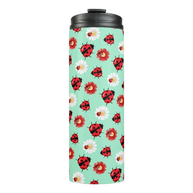 Bouteilles Isothermes Pneuka rouge mignon point Ladybug fleur été Fille (Devant)