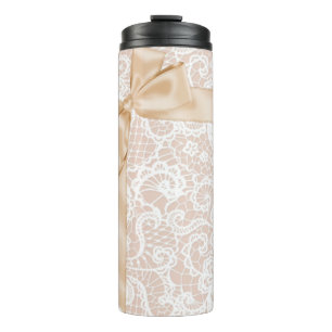 BOUTEILLES ISOTHERMES POIGNÉE AVEC LACE BLANCHE BOÎTE RIBBON