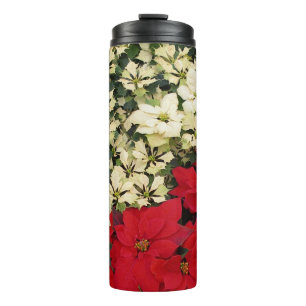 Bouteilles Isothermes Poinsettias blancs et rouges I Floralides de fêtes