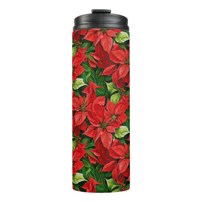 Bouteilles Isothermes Poinsettias et Holly Feuilles (Devant)