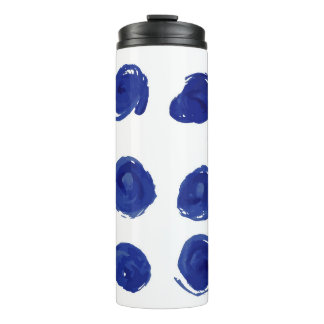 Bouteilles Isothermes Point polka, aquarelle bleu indigo.