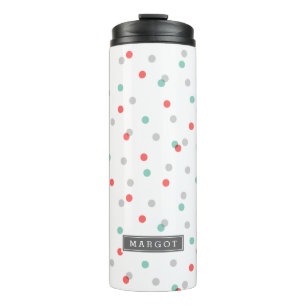 Bouteilles Isothermes Points confetti d'eau et de corail gris Monogramme