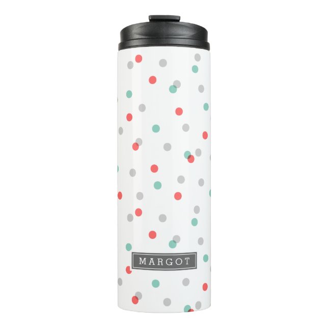 Bouteilles Isothermes Points confetti d'eau et de corail gris Monogramme (Devant)
