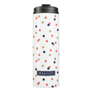 Bouteilles Isothermes Points Confetti d'or et de corail de la marine Mon