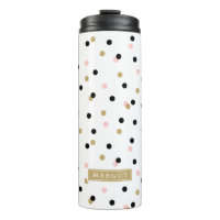 Points Confetti Noir Rose et Or Monogramme