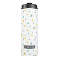 Points d'aqua gris et de confetti jaune Monogramme