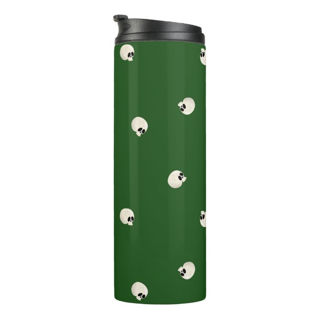 Bouteilles Isothermes Points de crâne Kawaii mignons aléatoires vert fon (Tourné sur la droite)